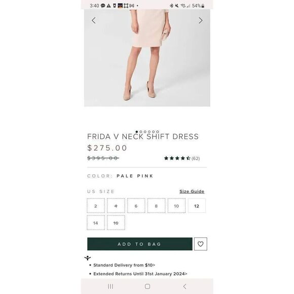 HOBBS LONDON FRIDA V NECK SHIFT DRESS 10 NWT $395, Soldout - Picture 8 of 8